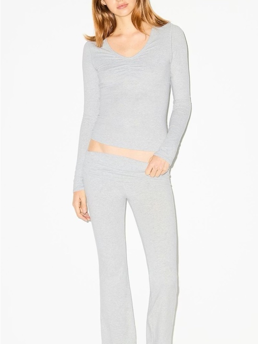 SKIMS Light Gray Long Sleeve Cotton Jersey Top - Picture 8 of 9